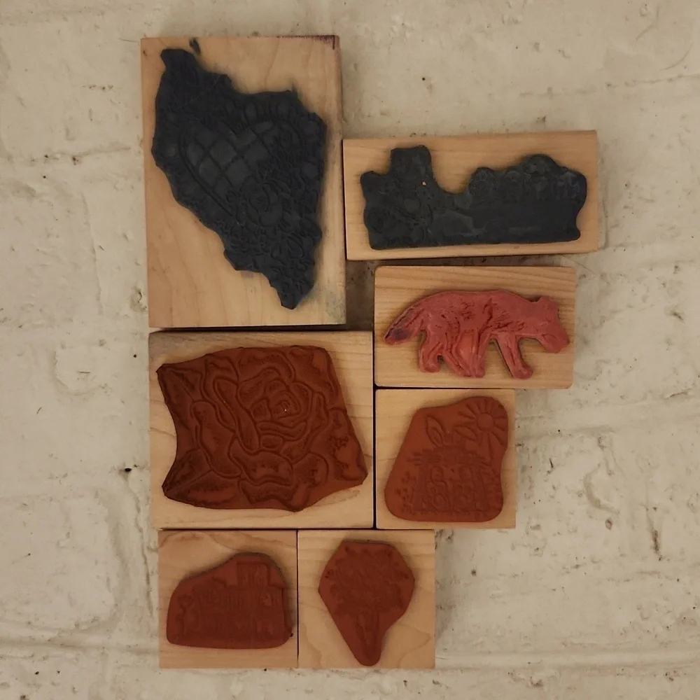 Wooden Stamps with Colorful Designs 7 Total - Picture 4 of 4